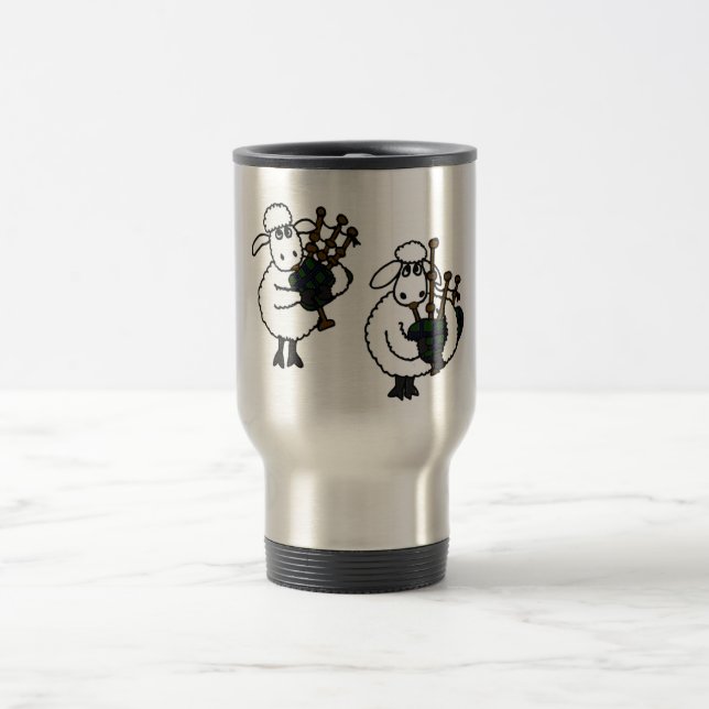 XX- Awesome Sheep Playing Bagpipes Travel Mug (Center)