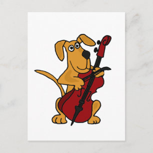 XX- Brown Puppy Dog Playing the Cello Postcard