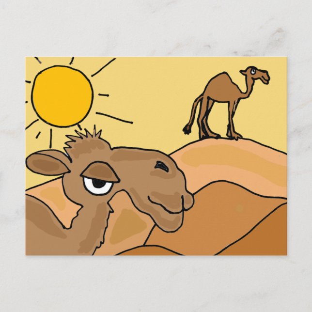 XX- Camel in the Desert Folk Art Postcard (Front)