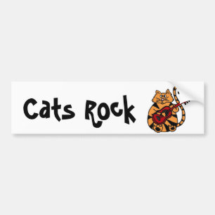 XX- Cat Playing Guitar Design Bumper Sticker