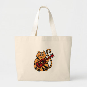 XX- Cat Playing Guitar Design Large Tote Bag