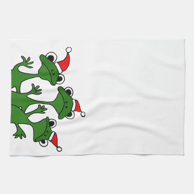 XX- Christmas Tree Frogs Cartoon Tea Towel (Horizontal)