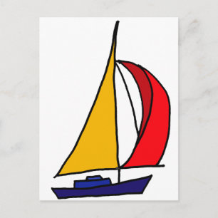 XX- Colourful Sail boat Postcard