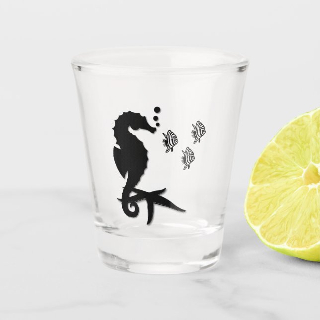 xx dbl Seahorse Shot Glass (Front)