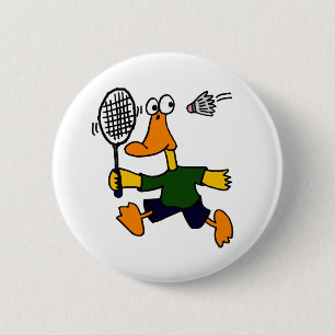 XX- Duck Playing Badminton Cartoon 6 Cm Round Badge
