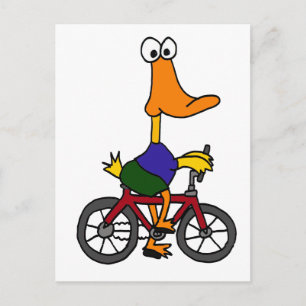 XX- Duck Riding Bicycle Cartoon Postcard
