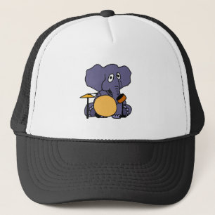 XX- Elephant Playing Drums Trucker Hat