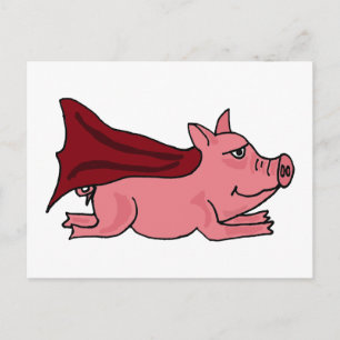 XX- Flying Super Pig Cartoon Postcard