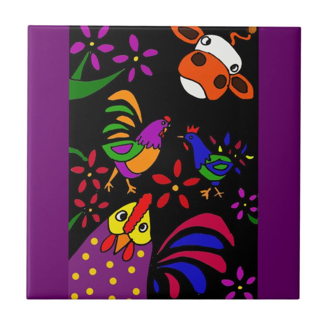 XX- Folk Art Farm Animals Tile (Front)