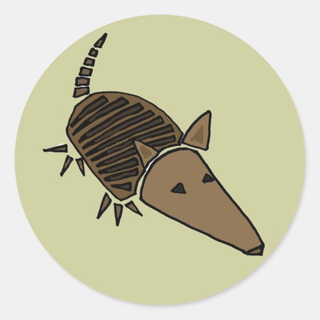 XX- Funky Armadillo Art Classic Round Sticker (Front)