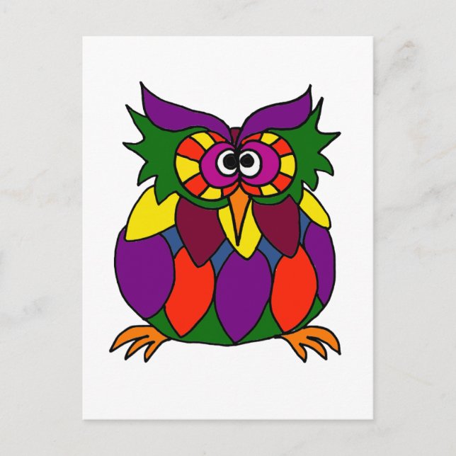 XX- Funky Owl Art Cartoon Postcard (Front)