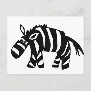XX- Funky Primitive Art Zebra Postcard