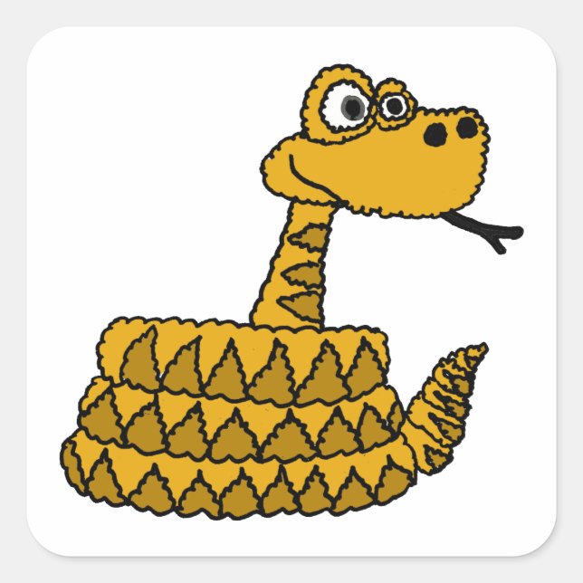 XX- Funky Rattlesnake Cartoon Square Sticker (Front)