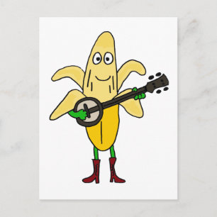 XX- Funny Banana Playing Banjo Cartoon Postcard
