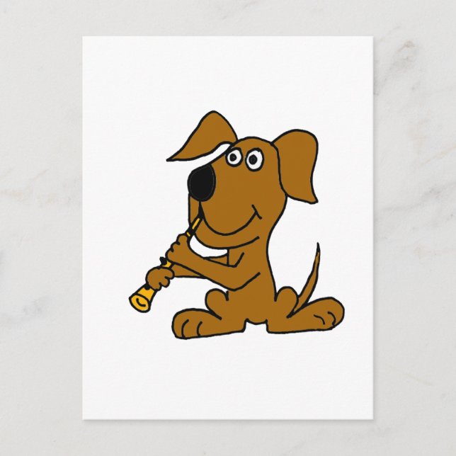 XX- Funny Brown Dog Playing the Clarinet Postcard (Front)