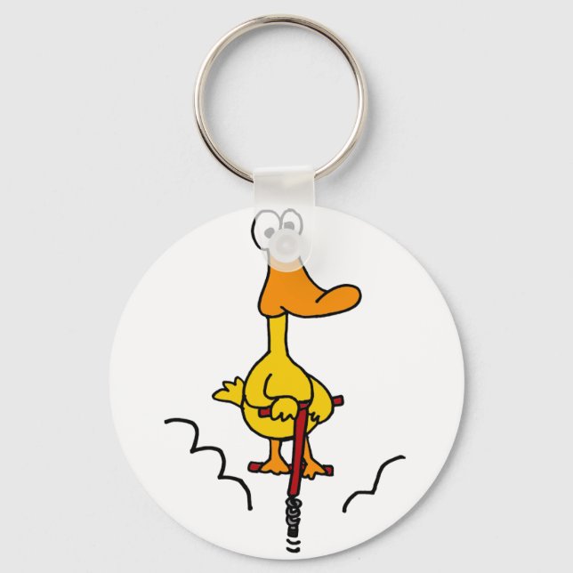 XX- Funny Duck on a Pogo Stick Key Ring (Front)
