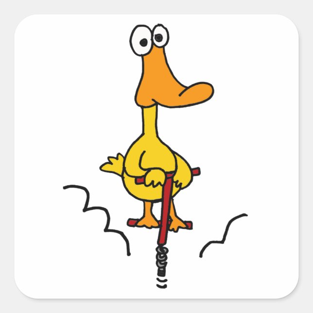 XX- Funny Duck on a Pogo Stick Square Sticker (Front)
