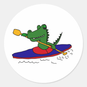 XX- Funny Gator Kayaking Classic Round Sticker