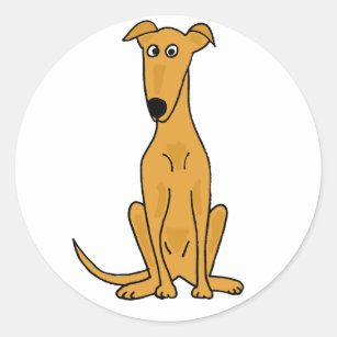 XX- Funny Greyhound Dog Cartoon Classic Round Sticker