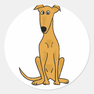 XX- Funny Greyhound Dog Cartoon Classic Round Sticker