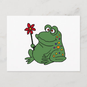 XX- Funny Hippie Frog holding Daisy Postcard
