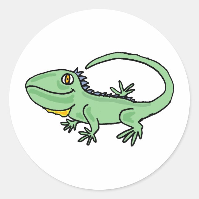 XX- Funny Iguana Cartoon Classic Round Sticker (Front)