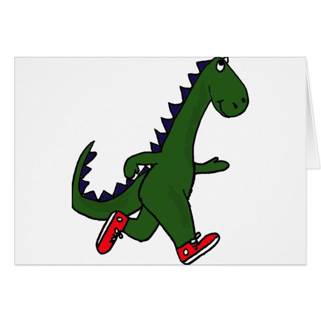 XX- Funny jogging dinosaur with Red Sneakers (Front Horizontal)