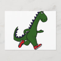 XX- Funny jogging dinosaur with Red Sneakers