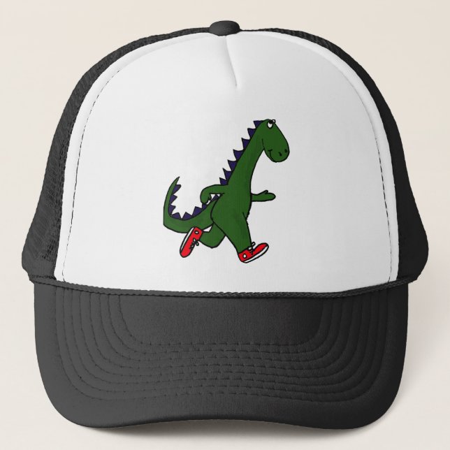 XX- Funny jogging dinosaur with Red Sneakers Trucker Hat (Front)