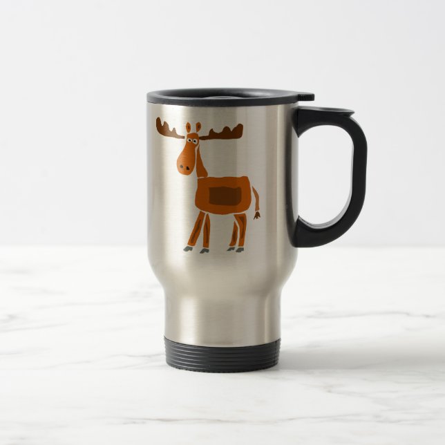 XX- Funny Moose Art Design Travel Mug (Right)