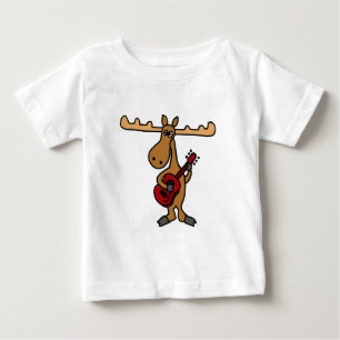 XX- Funny Moose Playing Guitar Cartoon Baby T-Shirt