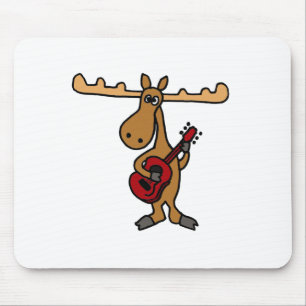 XX- Funny Moose Playing Guitar Cartoon Mouse Mat