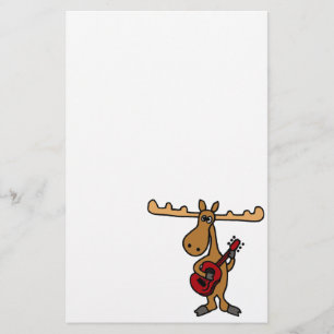 XX- Funny Moose Playing Guitar Cartoon Stationery