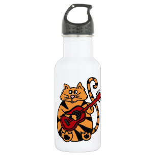 XX- Funny Orange Tiger Cat Playing Guitar 532 Ml Water Bottle
