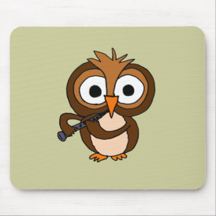 XX- Funny Owl Playing the Clarinet Mouse Mat