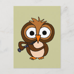XX- Funny Owl Playing the Clarinet Postcard
