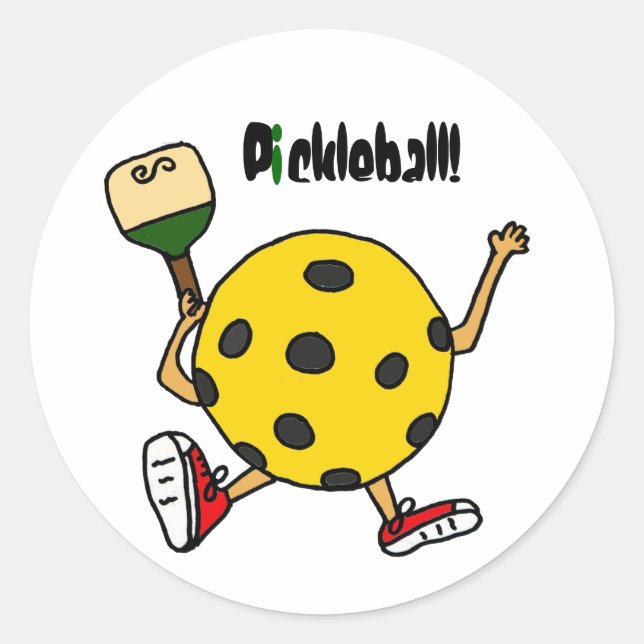 XX- Funny Pickleball Character Classic Round Sticker (Front)