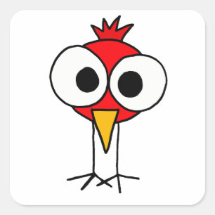 XX- Funny Redbird Cartoon Square Sticker