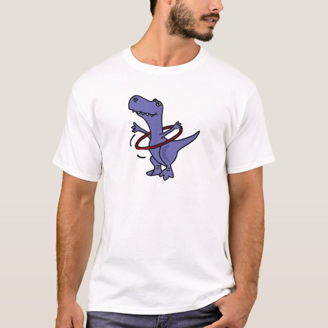 XX- Funny T-rex Dinosaur Using Hula Hoop T-Shirt (Front)