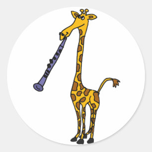 XX- Giraffe Playing the Clarinet Classic Round Sticker