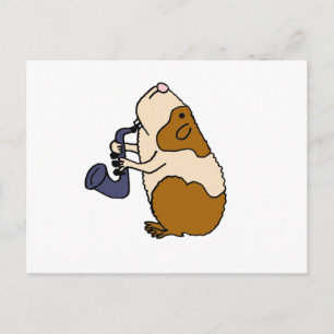 XX- Guinea Pig Playing the Saxophone Postcard