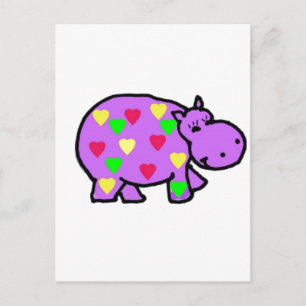 XX- Happy Hippo Hearts Postcard