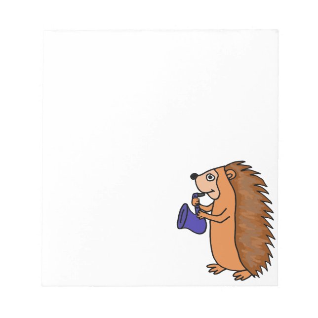 XX- Hedgehog Playing Saxophone Cartoon Notepad (Front)