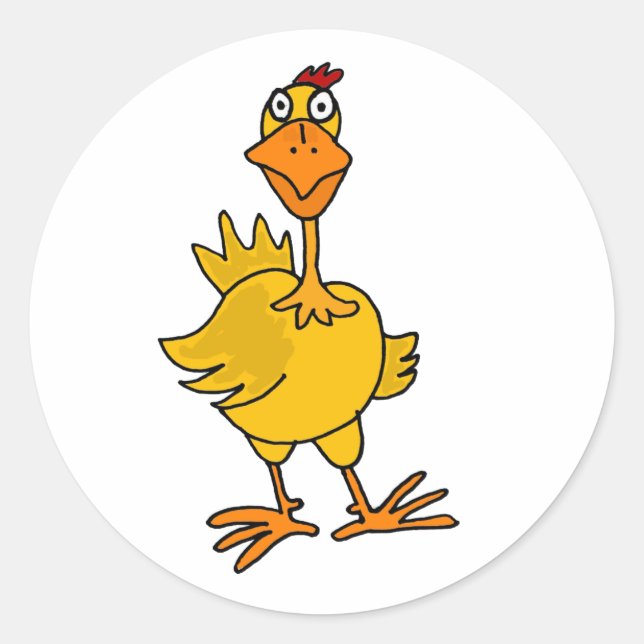 XX- Hilarious Goofy Chicken Classic Round Sticker (Front)