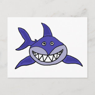 XX- Hilarious Grinning Shark Cartoon Postcard
