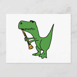 XX- Hilarious T-rex Dinosaur Playing the Clarinet Postcard