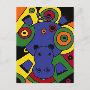 XX- Hippo Abstract Art Postcard