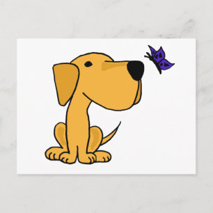 XX- Labrador Retriever Watching Butterfly Cartoon Postcard