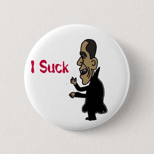XX- Obama the Vampire Political Cartoon 6 Cm Round Badge (Front)