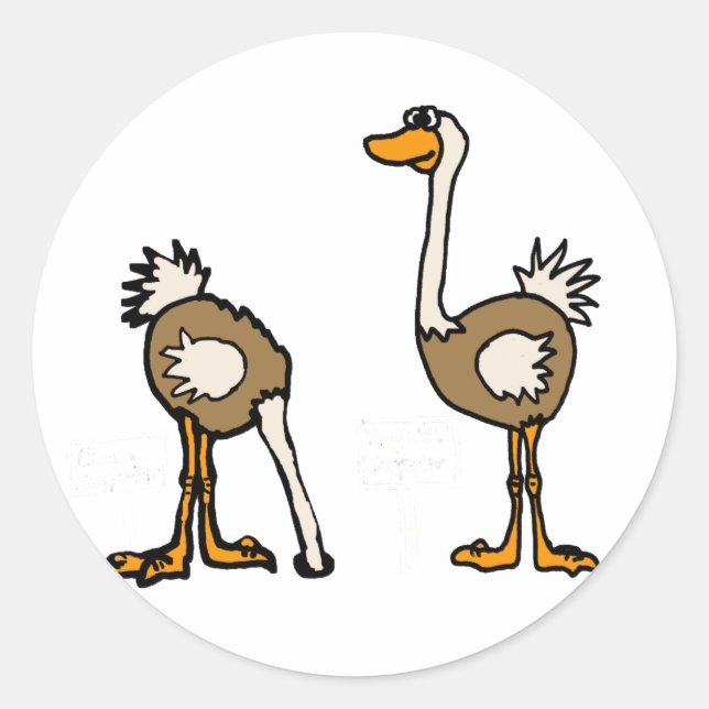 XX- Ostriches in Sand Classic Round Sticker (Front)